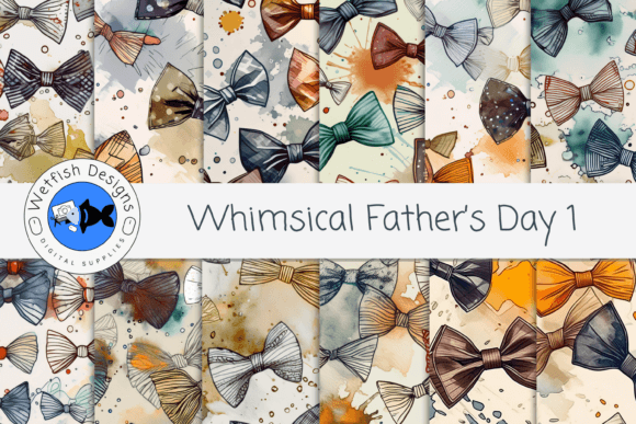 Whimsical Father's Day Digital Paper 1 Graphic Patterns By Wetfish Designs