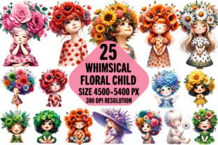 Whimsical Floral Child Sublimation PNG Graphic Illustrations By shipna2005 1