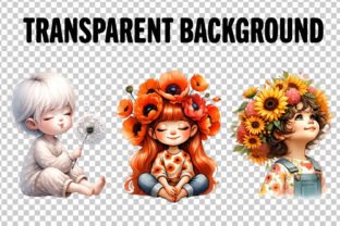 Whimsical Floral Child Sublimation PNG Graphic Illustrations By shipna2005 2