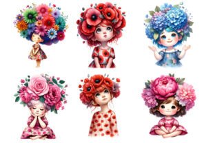 Whimsical Floral Child Sublimation PNG Graphic Illustrations By shipna2005 3
