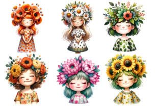 Whimsical Floral Child Sublimation PNG Graphic Illustrations By shipna2005 5