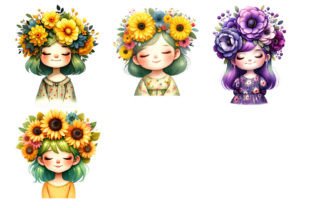 Whimsical Floral Child Sublimation PNG Graphic Illustrations By shipna2005 6