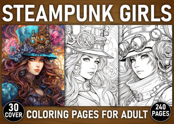 240+ Steampunk Girls Coloring Pages Gráfico Páginas y libros de colorear para adultos Por Asma Store