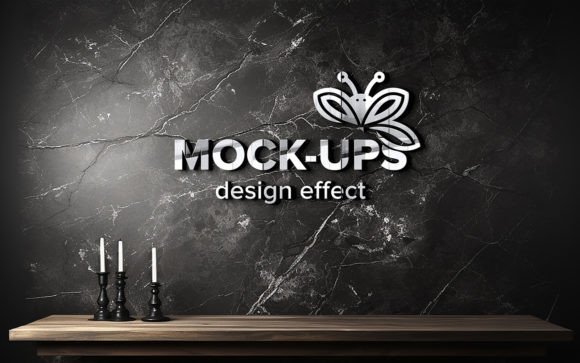 3d Logo Mockup with Black Marble Wall Graphic Product Mockups By Harry_de