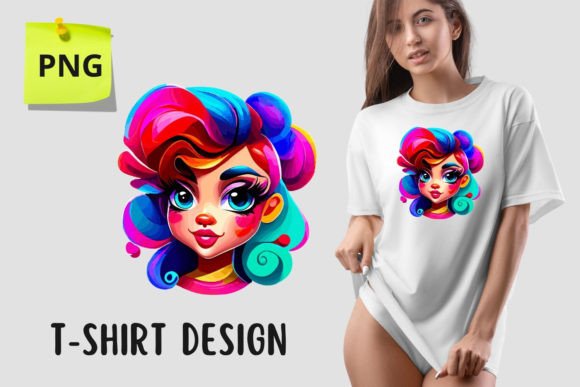 Colorful Girl T-shirt Design Clipart Gráfico Diseños de Camisetas Por ARTSPRIO