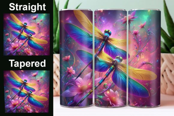 Dragonfly Alcohol Ink Tumbler Wrap PNG Graphic AI Illustrations By jahanul
