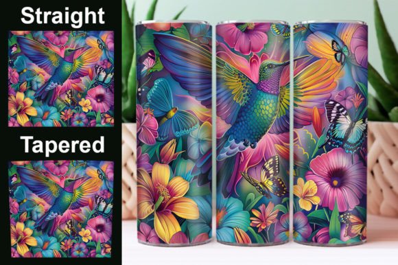 Floral Hummingbirds Tumbler Wrap PNG Graphic AI Illustrations By jahanul