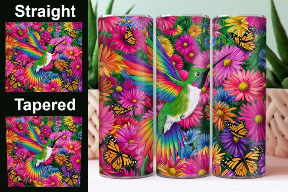 Floral Hummingbirds Tumbler Wrap PNG Graphic AI Illustrations By jahanul