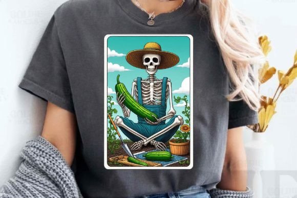 Funny Gardening Skeleton Tarot Card PNG Afbeelding Afdrukbare Illustraties Door Dreamshop