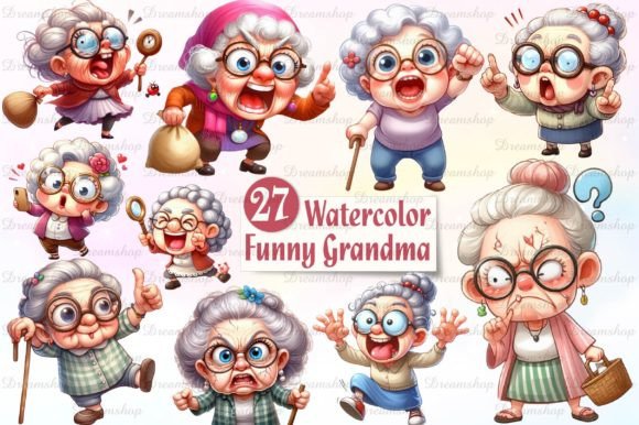 Funny Grandma Sublimation Clipart PNG Graphic Illustrations By Dreamshop