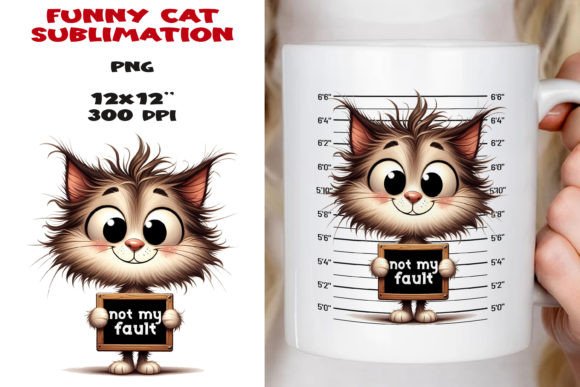Funny Cat Mug Saying. Sublimation PNG. Grafik KI Illustrationen Von NadineStore