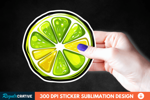 Green Sliced Lemon Sticker Clipart Image Illustration Illustrations Imprimables Par Regulrcrative