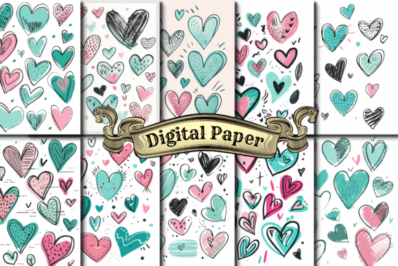 Hearts Digital Paper Gráfico Patrones de Papel Por craftsmaker