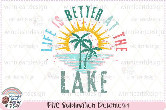 Life is Better at the Lake Retro Summer Graphic T-shirt Designs By WinnieArtDesign