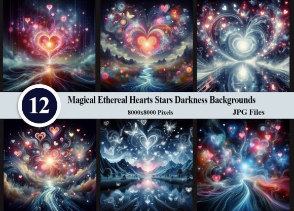 Magical Ethereal Hearts Stars Darkness Graphic Backgrounds By Felicitube
