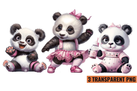 Pink Baby Panda Sublimation Clipart PNG Gráfico Ilustraciones Imprimibles Por CraftArt