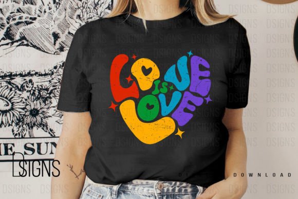 Pride Love is Love Heart Sublimation Graphic T-shirt Designs By DSIGNS