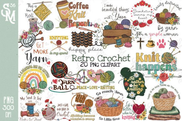 Retro Crochet Bundle Clipart PNG Graphic Crafts By StevenMunoz56