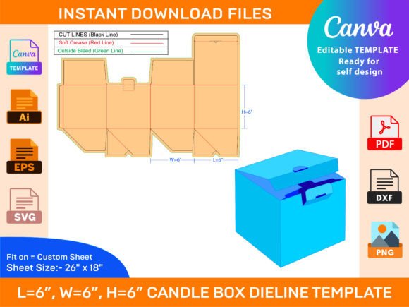 Small Jar Candle Box Dieline Template Gráfico Manualidades Por DesignConcept