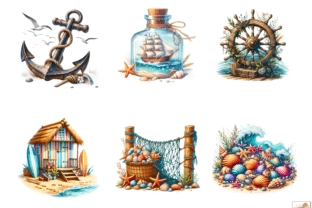 Travel Nautical Clipart - Beach Clipart Graphic Illustrations By Artistic Revolution 7
