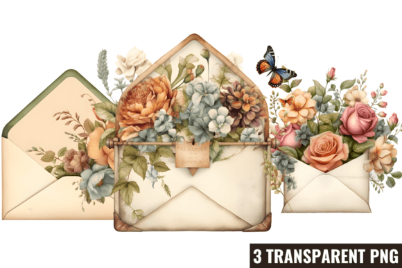 Vintage Floral Writing Clipart Graphic Illustrations By CraftArt