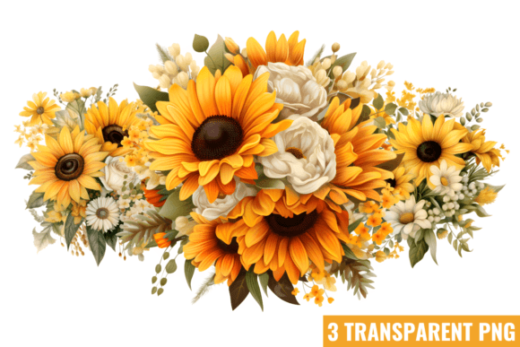 Watercolor Sunflowers Daisies Clipart Graphic Illustrations By CraftArt