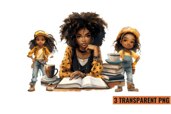 Black Girls Sublimation Clipart PNG Illustration Illustrations Imprimables Par CraftArt