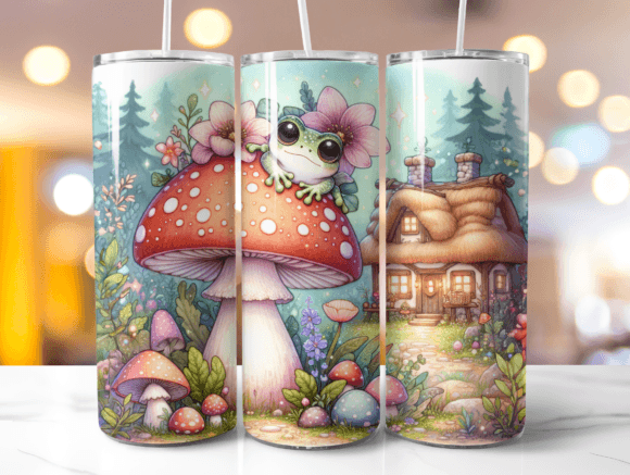 Cottagecore Mushroom Frog Tumbler Wrap Graphic Crafts By Digital Click Store