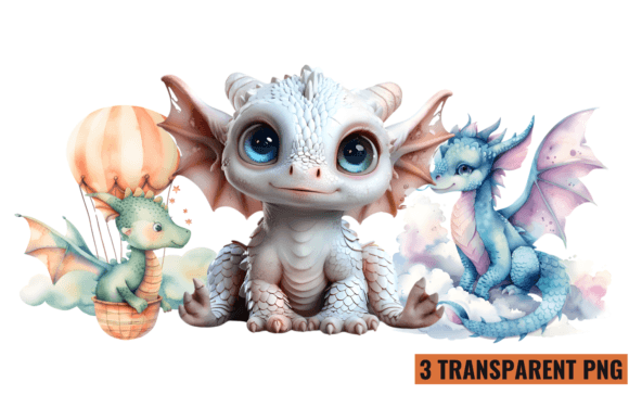 Cute Baby Dragons Sublimation Clipart Graphic Illustrations By CraftArt