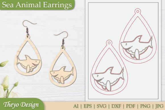Cute Sea Animal Earrings Laser Cut SVG Graphic Crafts By Theyo Design