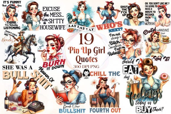Funny Pin Up Girl Quotes Sublimation Graphic Illustrations By Cat Lady
