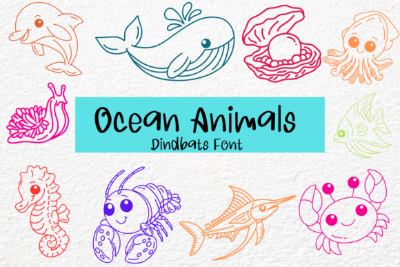 Ocean Animals Dingbats Font By ps_digitalfonts