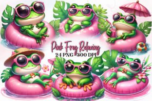 Pink Frog Relaxing on Swimming Float Graphic Illustrations By RevolutionCraft 1