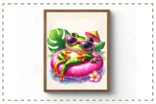 Pink Frog Relaxing on Swimming Float Graphic Illustrations By RevolutionCraft 5