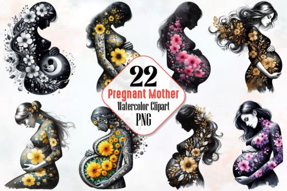 Pregnant Mother Watercolor Sublimation Grafica Illustrazioni Stampabili Di RobertsArt