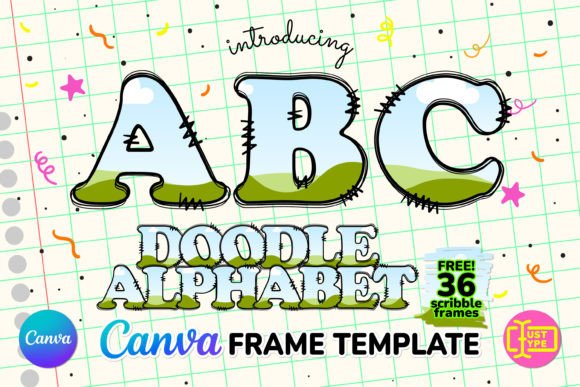 Retro Doodle Alphabet Canva Frame Illustration Modèles Graphiques Par JUSTTYPE