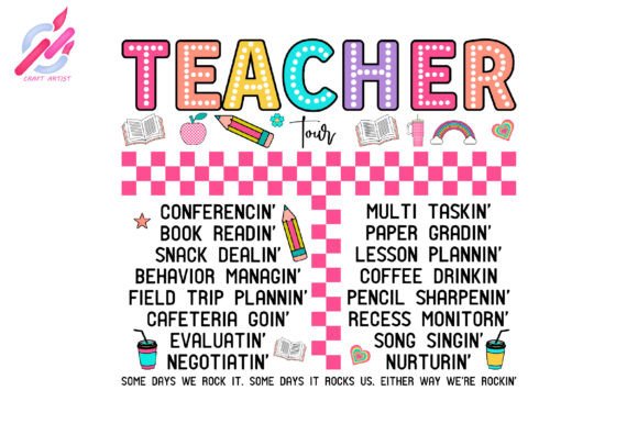 Retro Teacher Png, ABCD Teacher Tour Png Graphic Crafts By Craft Artist