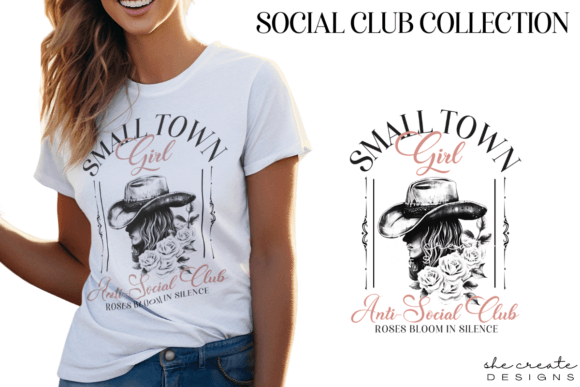 Small Town Anti-Social Club Design PNG Gráfico Ilustraciones Imprimibles Por melina wester