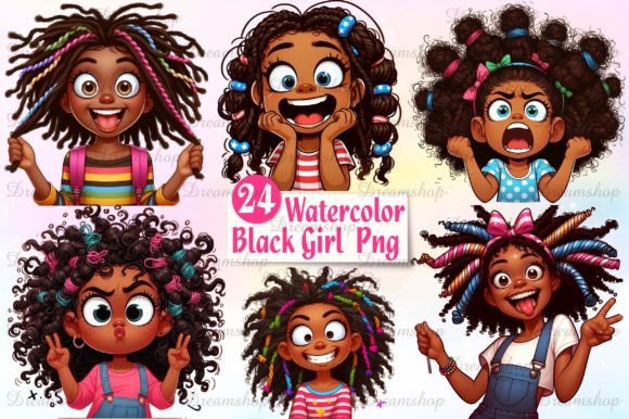Watercolor Black Girl Sublimation Png Gráfico Ilustraciones Imprimibles Por Dreamshop
