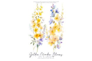 Watercolor Yellow Meadow Flowers Set Grafik Druckbare Illustrationen Von Patishop Art 3