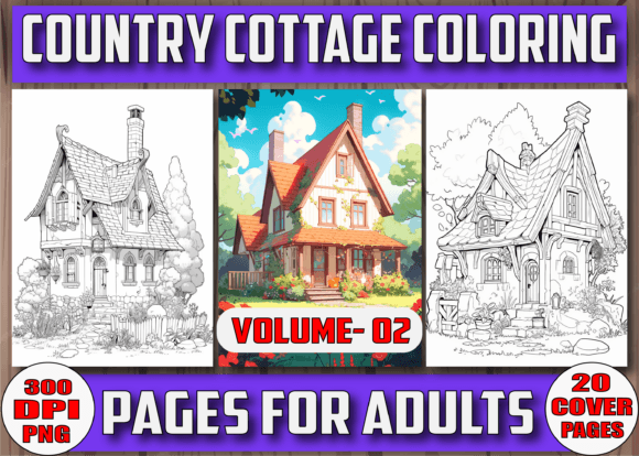 170 Country Cottage Coloring Pages Vol 2 Graphic Coloring Pages & Books Adults By cheap seller