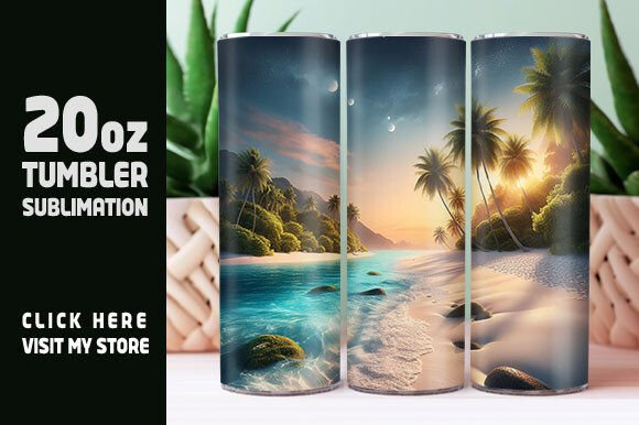 3D White Sand Beach Tumbler Wrap Illustration Tumbler Wraps Par creativekhadiza124