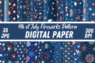4th of July Fireworks Paper Pattern Graphic Patterns By Creative River 1