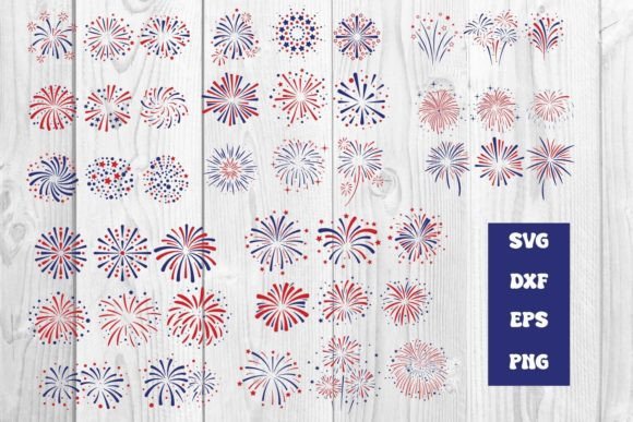 4th of July Fireworks SVG, Independence Grafik Plotterdateien Von dadan_pm