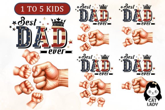 Custom America Best Dad Ever Sublimation Graphic Illustrations By Cat Lady