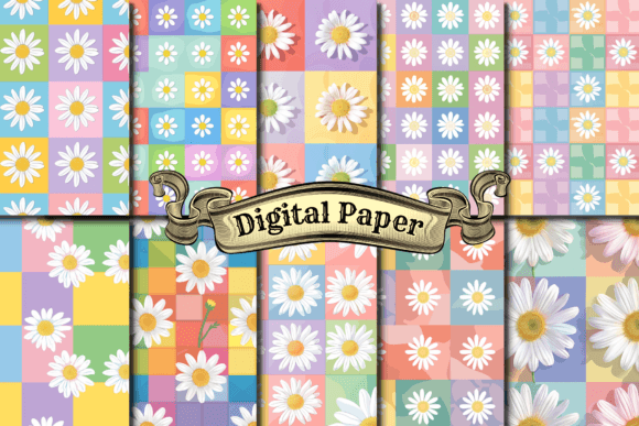 Daisy Digital Paper Graphic Patterns By craftsmaker
