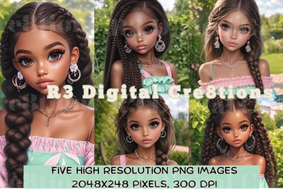 Elegant Little Girl Character Art Bundle Graphic AI Transparent PNGs By R3 Digital Cre8tions