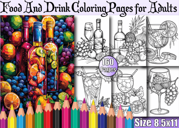 Food and Drink Coloring Pages for Adults Graphic Coloring Pages & Books Adults By Design Zone