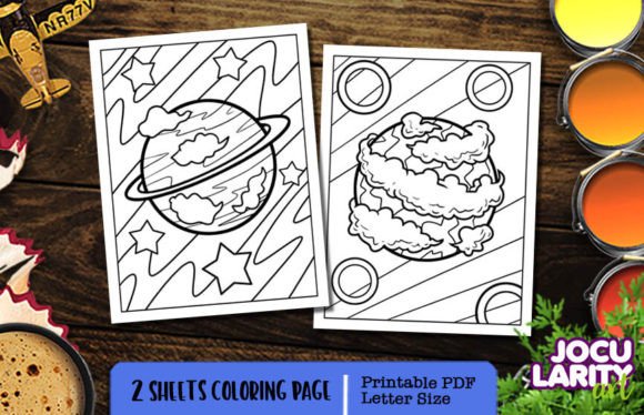 Funny Planets Cartoon Coloring Pages Graphic Coloring Pages & Books Kids By JocularityArt