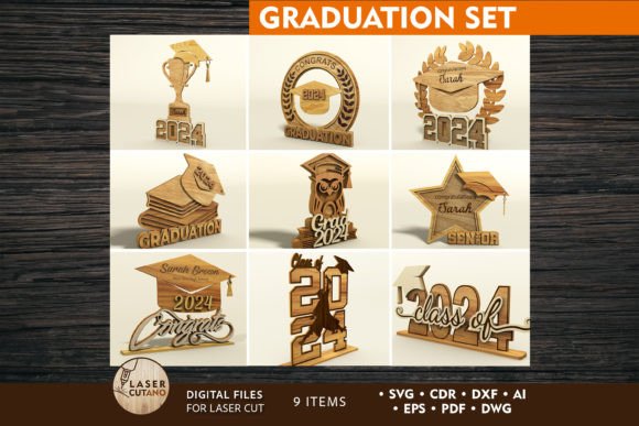 Graduation SET Laser Cut Templates Graphic 3D SVG By LaserCutano